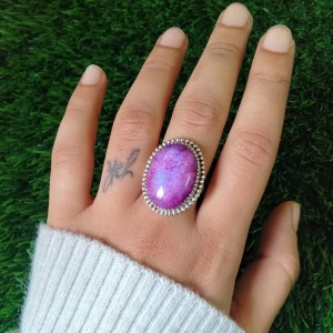 925 silver jewelry Pink Moonstone Ring