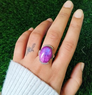 925 silver jewelry Pink Moonstone Ring