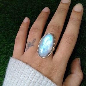 925 silver jewelry Moonstone Oval Ring
