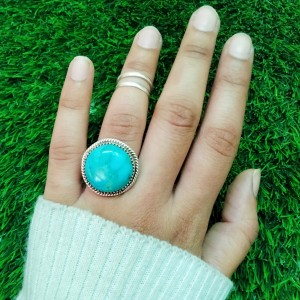 925 Sterling silver jewelry with semi precious stones Turquoise RING-724