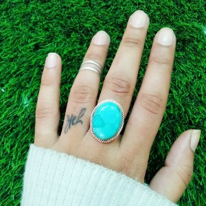 925 Sterling silver jewelry with semi precious stones Turquoise RING-727