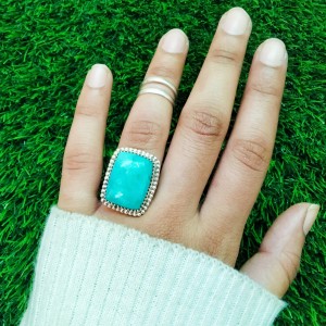 925 Sterling silver jewelry with semi precious stones Turquoise RING-731