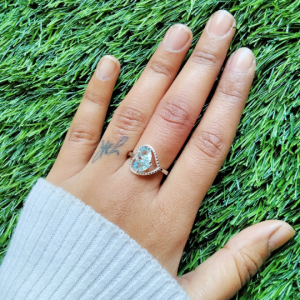 925 Sterling Silver Blue Topaz Ring  SKU-004