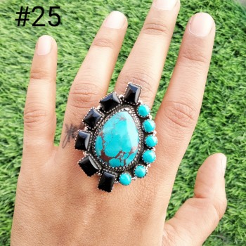 925 Sterling silver jewelry with semi precious stones Turquoise RING-1031
