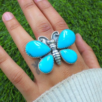 925 Sterling silver jewelry with semi precious stones Turquoise Ring RING-1336