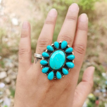 925 Sterling silver jewelry with semi precious stones Turquoise Ring RING-1506
