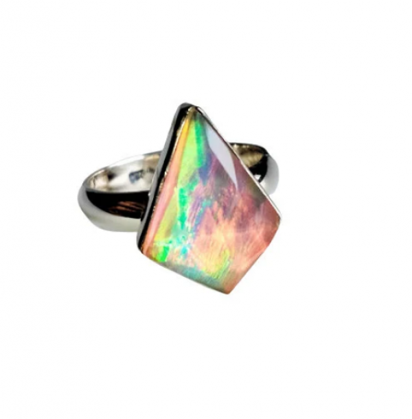 925 Sterling Silver Fancy Shape Aurora Opal Ring MJ_SKU_183