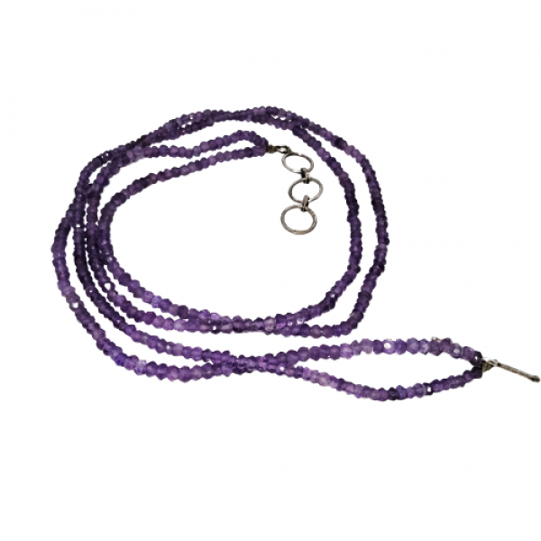 2  Line Strand Purple Amethyst Beads Necklace BDS-N-002-2