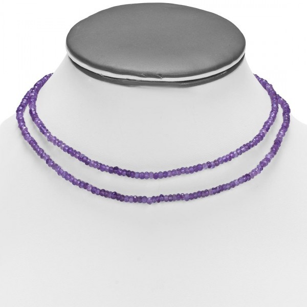 2  Line Strand Purple Amethyst Beads Necklace BDS-N-002-2