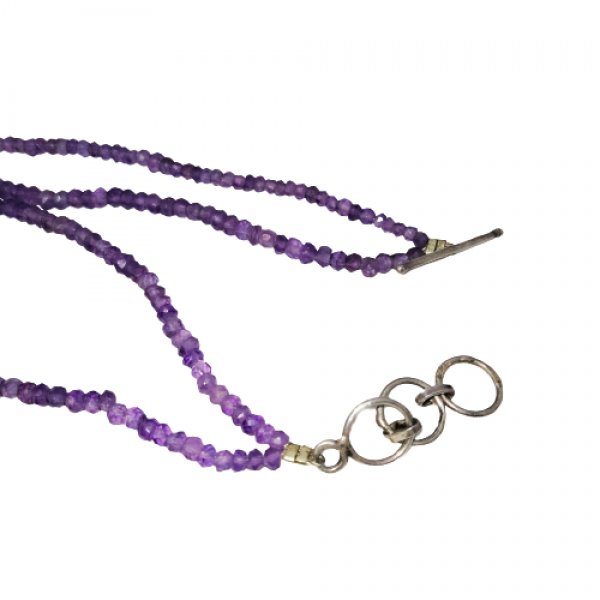 2  Line Strand Purple Amethyst Beads Necklace BDS-N-002-2