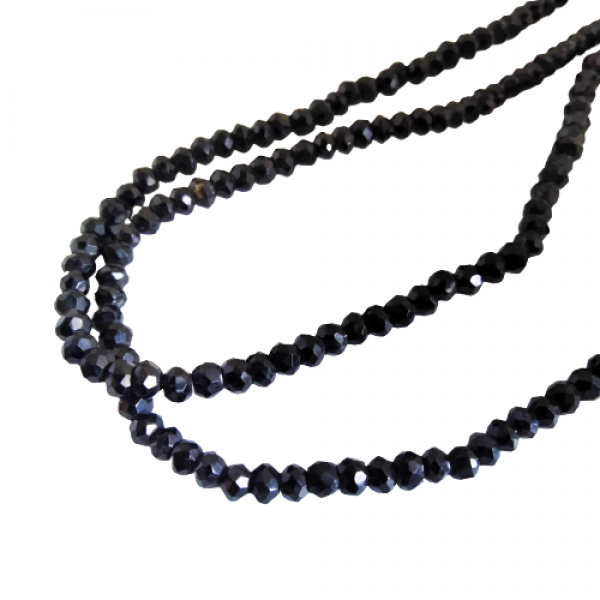 2  Line Strand Black onyx Beads Necklace BDS-N-002-3