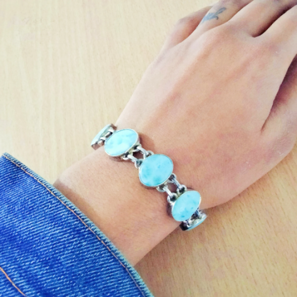 Larimar 925 Sterling Silver Bracelet B-LAR-14