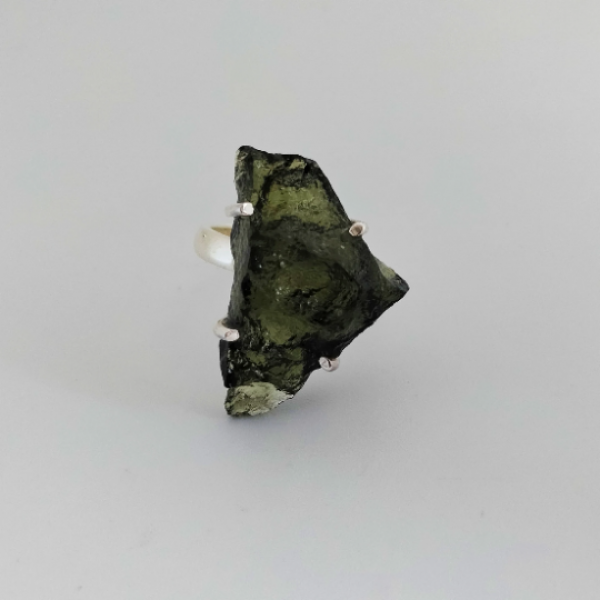 Raw Moldavite Ring 925 Sterling Silver MJ_MV_RI-02