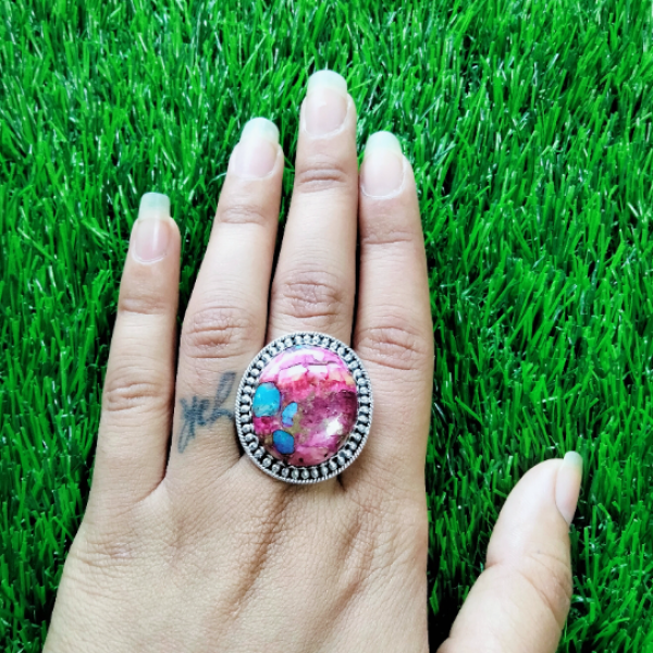 Pink Turquoise 925 Sterling Silver Ring MJ_SKU_02