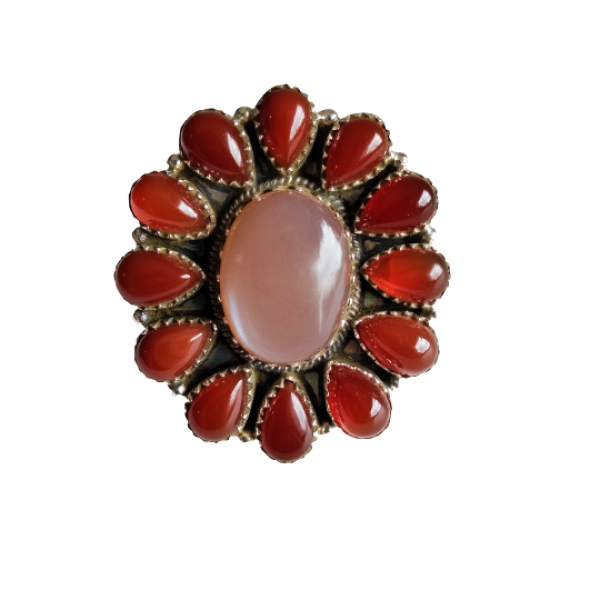 Chocolate Moonstone and Red Onyx 925 Sterling Silver Ring Ring-46