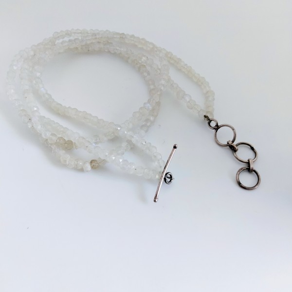 2  Line Strand Moonstone  Beads Necklace BDS-N-002-9
