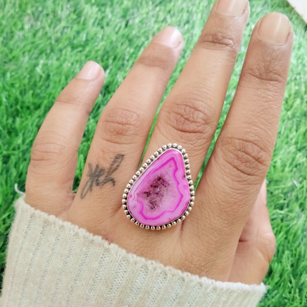 Pink Agate Ring RING-1042