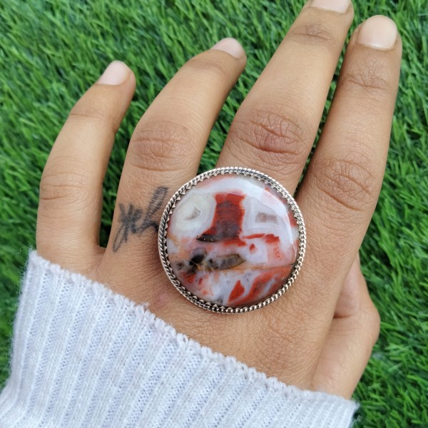 Brecciated mookaite jasper Ring RING-1076