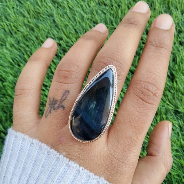 Blue Tiger Eye Ring RING-1091