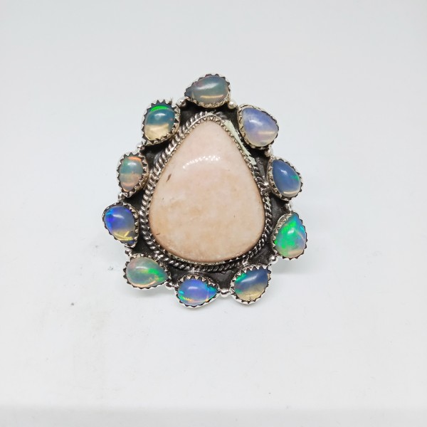 Peach Amazonite,Opal Ring RING-1213
