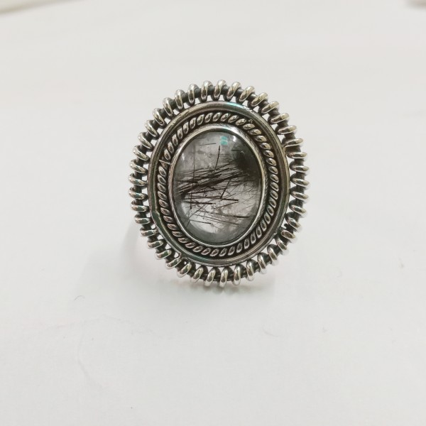 Black Rutilated Quartz Ring RING-1249