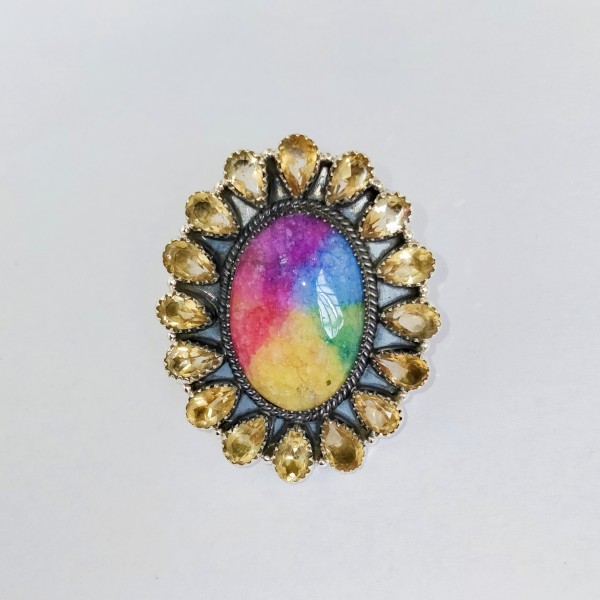 Rainbow Quartz,Citrine Ring RING-758