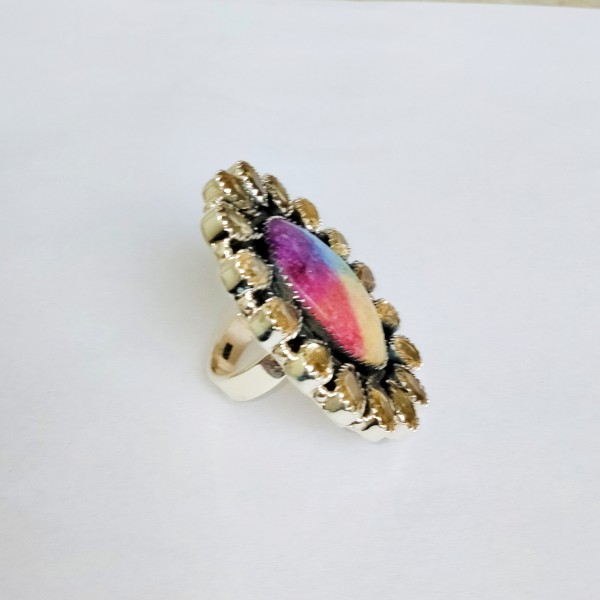 Rainbow Quartz,Citrine Ring RING-758