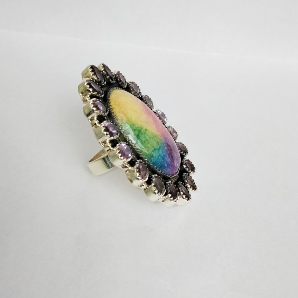 Rainbow Quartz,Amethyst Ring RING-761