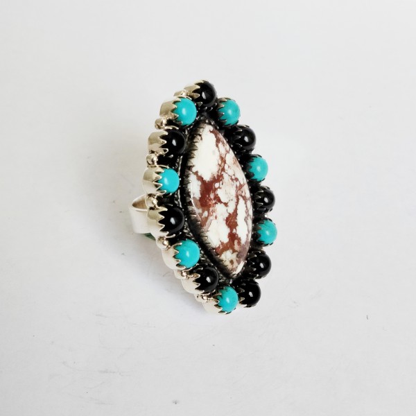 Wilde Horde Turquoise,Onyx Ring RING-846
