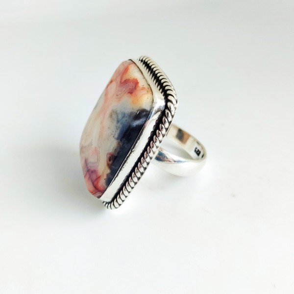 Natural Crazy Lace Agate Ring Ring-294
