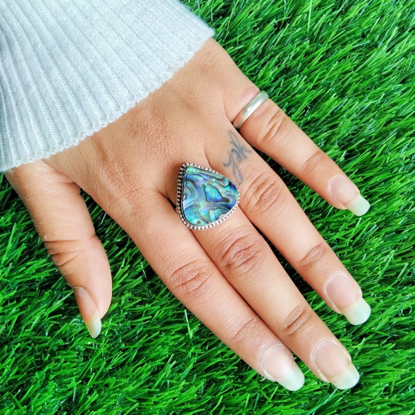 Natural Abalone Shell Ring RING-334