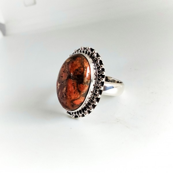 Orange Copper Turquoise Ring RING-336