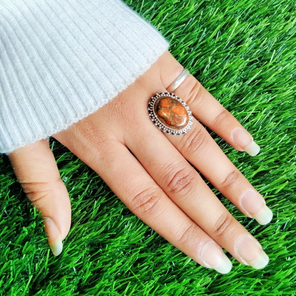 Orange Copper Turquoise Ring Ring-336
