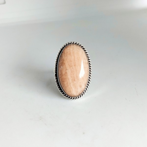 Natural Peach Amazonite Ring RING-349