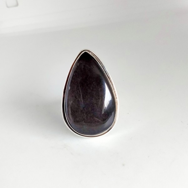 Pear Black Obsidian Ring RING-350