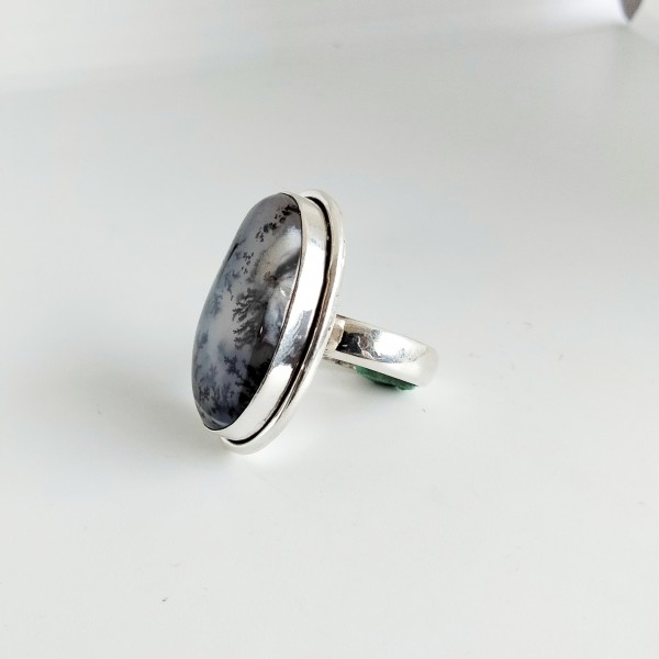 Dendritic Opal Silver Ring Ring-373