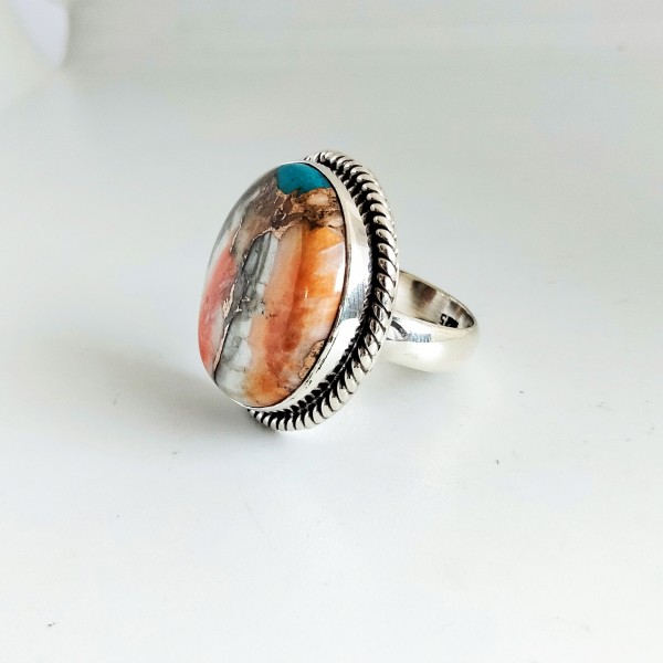 Copper Oyster Turquoise Ring Ring-382