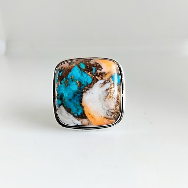 Orange Purple Copper Turquoise Ring Ring-383