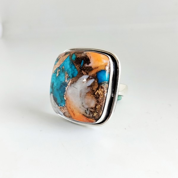 Orange Purple Copper Turquoise Ring Ring-383