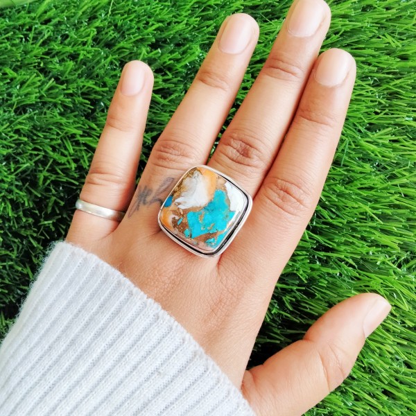 Orange Purple Copper Turquoise Ring Ring-383