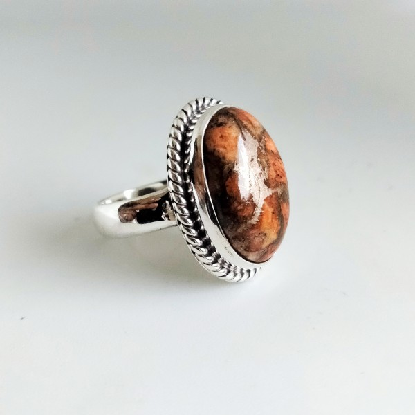 Natural Orange Mohave Copper Turquoise Ring-386