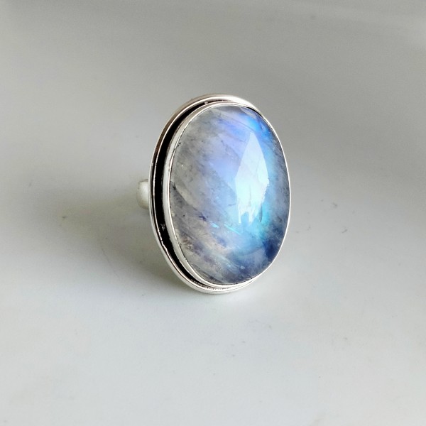 Natural Rainbow Moonstone Ring Ring-390