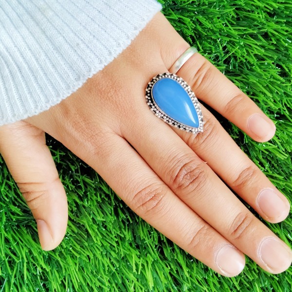 Natural Blue Chalcedony Ring RING-402
