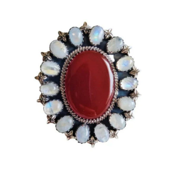 Red onyx /Moonstone Ring RING-72