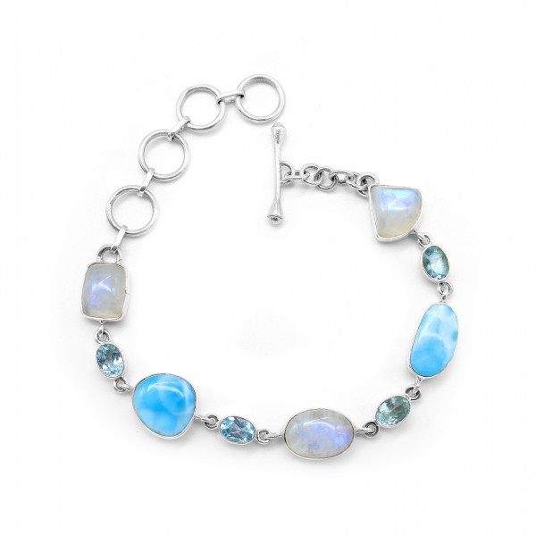 Larimar/Moonstone/Blue Topaz Bracelet B-LAR-1
