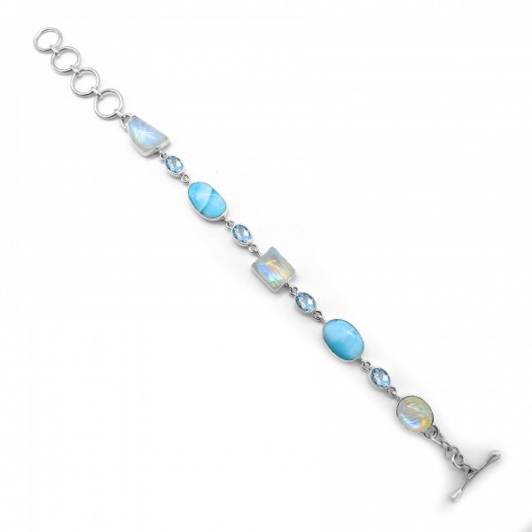 Larimar/Moonstone/Blue Topaz Bracelet B-LAR-4