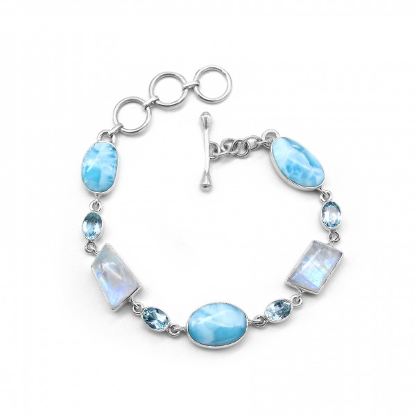 Larimar/Moonstone/Blue Topaz Bracelet B-LAR-9
