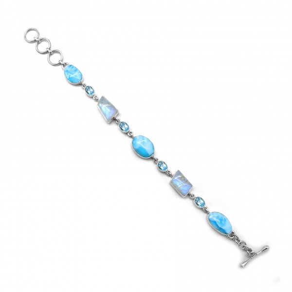 Larimar/Moonstone/Blue Topaz Bracelet B-LAR-9