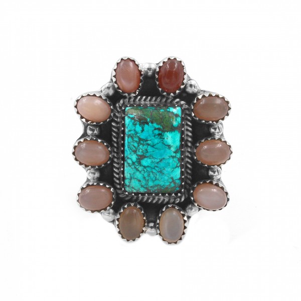 Turquoise,Peach Moonstone Ring Ring-1196