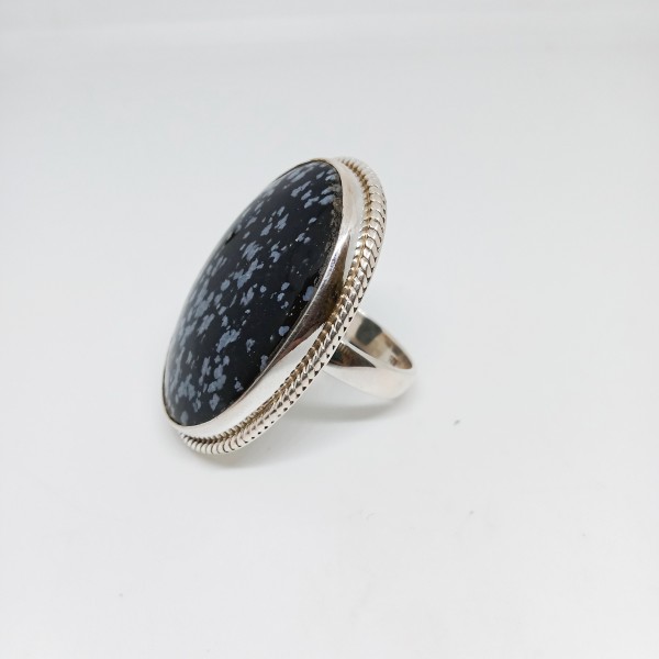 snowflake obsidian Ring RING-1055